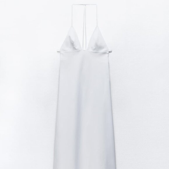 NWT! Zara White Open Back Trench Midi Dress - Picture 1 of 4
